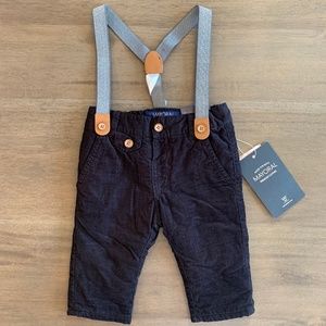 New Baby Mayoral Lined Corduroy Suspender Pants